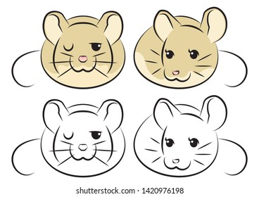 Mouse of the couple - collar and only line drawing -