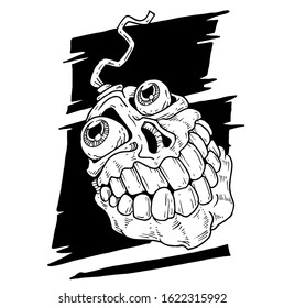 MOUSE CRAZY SKULL VECTOR ART DRAWING STYLE DESIGN