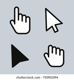 Mouse Cursor Arrow Hand. Icons Objects. 
