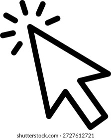 Ícone de seta do cursor do mouse para clicar em um site e interface de usuário interativa