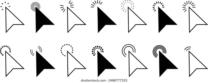 Mouse cursor arrow icons set. Pointing cursor icon. Website search symbols vector illustration.