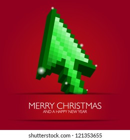 Mouse cursor arrow styled to Christmas Tree! Web Merry Christmas and Happy New Year