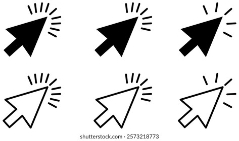 mouse cursor click icon, flat style, computer clicking arrow - Mouse arrow pointer icon symbol. editable stroke.