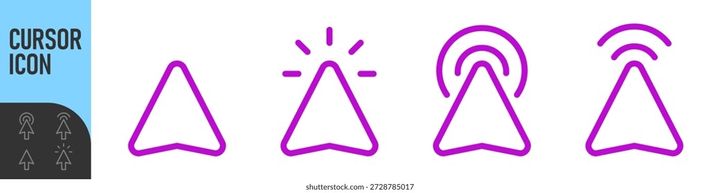 Ícone de clique do cursor do mouse, estilo simples, clique do computador seta - símbolo do ícone do ponteiro de seta do mouse. Conjunto de ícones de cores