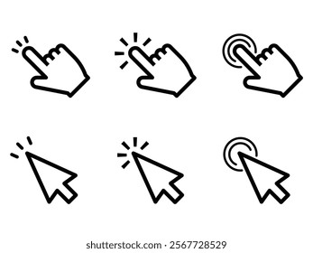 Mouse cursor click icon set, vector icon