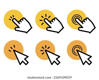 Mouse cursor click icon set, vector icon