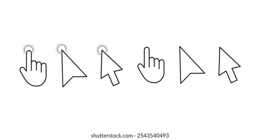 mouse cursor click and loading icon for computer, mobile app, on transparent background 