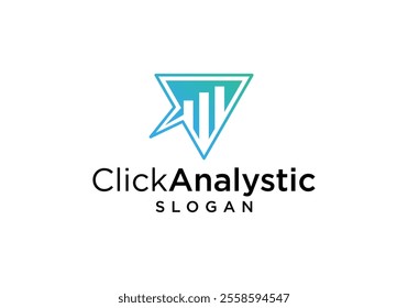 mouse cursor click logo vector and growth chart logo.