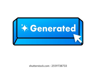 Mouse cursor clicking a blue generated button, symbolizing content creation