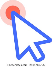 Mouse cursor clicking on a target button, concept of using computer mouse, clicking, selecting, choosing, targeting, aiming, and interacting with digital content