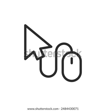 Mouse cursor and computer mouse, linear style icon. cursor for navigation. Editable stroke width.