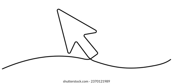 Mouse cursor continuous line drawn. Arrow pointer linear symbol. Vector illustration isolated on white.