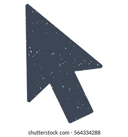 Mouse Cursor grainy textured icon for overlay watermark stamps. Flat symbol with dust texture. Dotted vector smooth blue ink rubber seal stamp with grunge design on a white background.