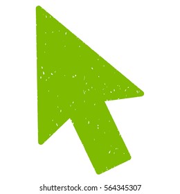 Mouse Cursor grainy textured icon for overlay watermark stamps. Flat symbol with dust texture. Dotted vector light green ink rubber seal stamp with grunge design on a white background.