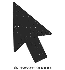Mouse Cursor grainy textured icon for overlay watermark stamps. Flat symbol with dirty texture. Dotted vector gray ink rubber seal stamp with grunge design on a white background.