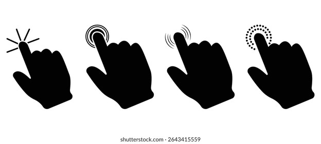 Mouse Cursor and Hand Pointer Icon Set – Pixel Click Icons Collection Isolated on White Background