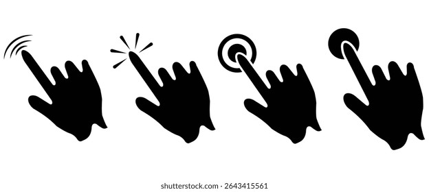 Mouse Cursor and Hand Pointer Icon Set – Pixel Click Icons Collection Isolated on White Background