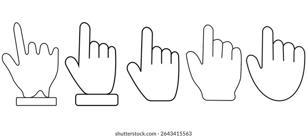 Mouse Cursor and Hand Pointer Icon Set – Pixel Click Icons Collection Isolated on White Background