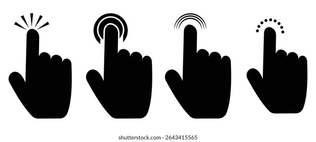 Mouse Cursor and Hand Pointer Icon Set – Pixel Click Icons Collection Isolated on White Background