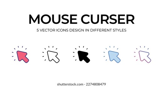 mouse cursor Icon Design in Five style with Editable Stroke. Line, Solid, Flat Line, Duo Tone Color, and Color Gradient Line. Suitable for Web Page, Mobile App, UI, UX and GUI design.