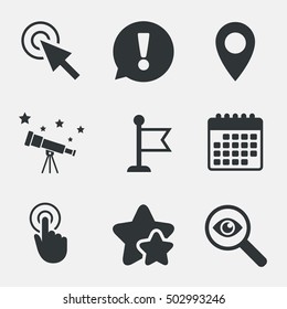 Mouse cursor icon. Hand or Flag pointer symbols.