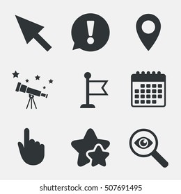Mouse cursor icon. Hand or Flag pointer symbols.