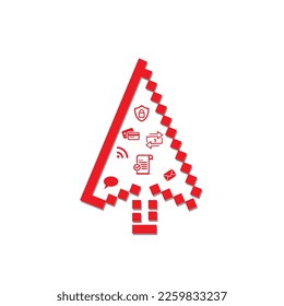 Mouse cursor icon, pixel arrow sign symbol