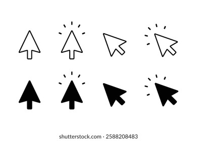 Mouse cursor icon, set of computer mouse cursor click sign and symbol