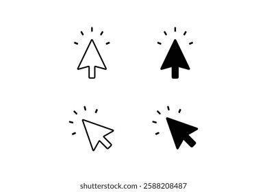 Mouse cursor icon, set of computer mouse cursor click sign and symbol