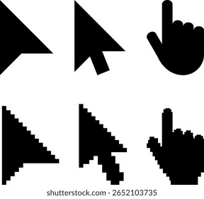 mouse cursor icon set. mouse cursor hand pointer. arrow pointer set. vector illustration on transparent background