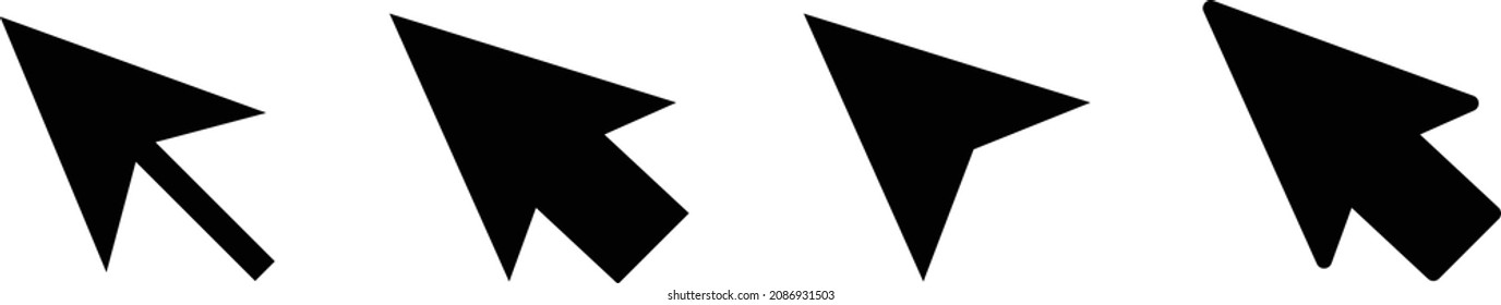Mouse cursor icon set of various shapes. vector.