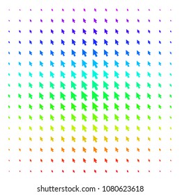 Mouse Cursor icon spectral halftone pattern. Vector mouse cursor symbols arranged into halftone grid with vertical spectrum gradient. Designed for backgrounds, covers and abstraction effects.