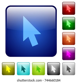 Mouse cursor icons in rounded square color glossy button set