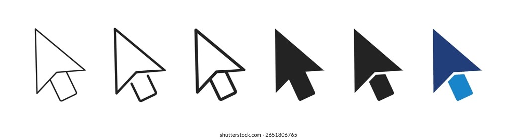 Conjunto de ícones do cursor do mouse. Símbolo de Clique de Ponteiro de Traçado Editável. Vetor.