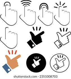Mouse Cursor Icons - Vector stock. Hand clicking icon. Finger cursor vector .vector click hand cursor labels