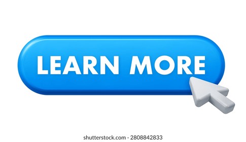 Mouse cursor interacting with a 3D blue button featuring Learn More text