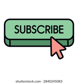 Mouse cursor interacting with a green subscribe button on a white background