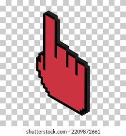 Mouse cursor isometric pixel icon, web click symbol, computer pointer vector illustration .