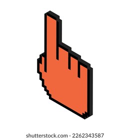 Mouse cursor isometric pixel icon, web click symbol, computer pointer vector illustration .