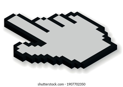 Mouse cursor in isometric style. Pixel icon. Computer hand cursor. Vector