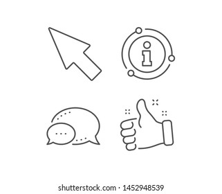 Mouse Cursor line icon. Chat bubble, info sign elements. Pointer sign. Click arrow symbol. Linear mouse cursor outline icon. Information bubble. Vector