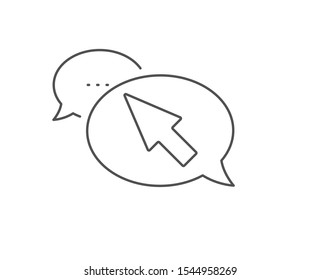 Mouse Cursor line icon. Chat bubble design. Pointer sign. Click arrow symbol. Outline concept. Thin line mouse cursor icon. Vector
