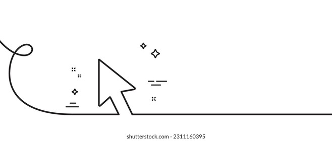 Mouse cursor line icon. Continuous one line with curl. Click action sign. Arrow pointer symbol. Cursor single outline ribbon. Loop curve pattern. Vector