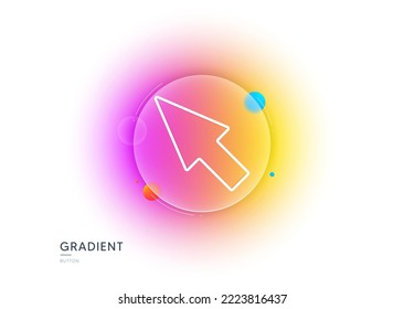 Mouse Cursor line icon. Gradient blur button with glassmorphism. Pointer sign. Click arrow symbol. Transparent glass design. Mouse cursor line icon. Vector