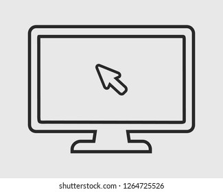 Mouse cursor line icon on computer monitor