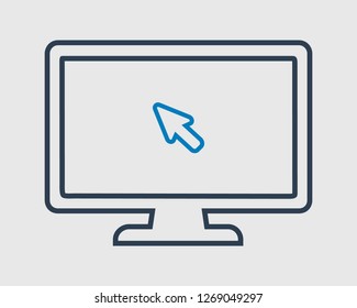 Mouse cursor line icon on computer monitor