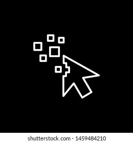 Mouse Cursor Line Icon On Black Background. Black Flat Style Vector Illustration.