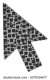 Mouse Cursor mosaic icon of squares and spheric dots in different sizes. Vector objects are composed into mouse cursor mosaic design concept.