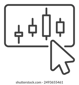 Mouse cursor on Candlestick Chart vector concept outline icon or design element