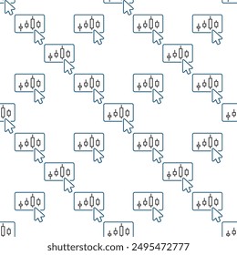 Mouse cursor on Candlestick Chart vector concept outline seamless pattern